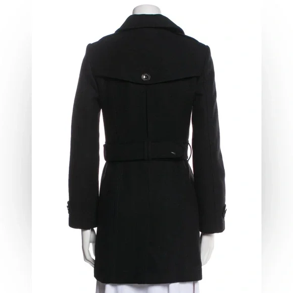 Burberry Black Fitted Trench Coat Wool - Picture 11 of 13